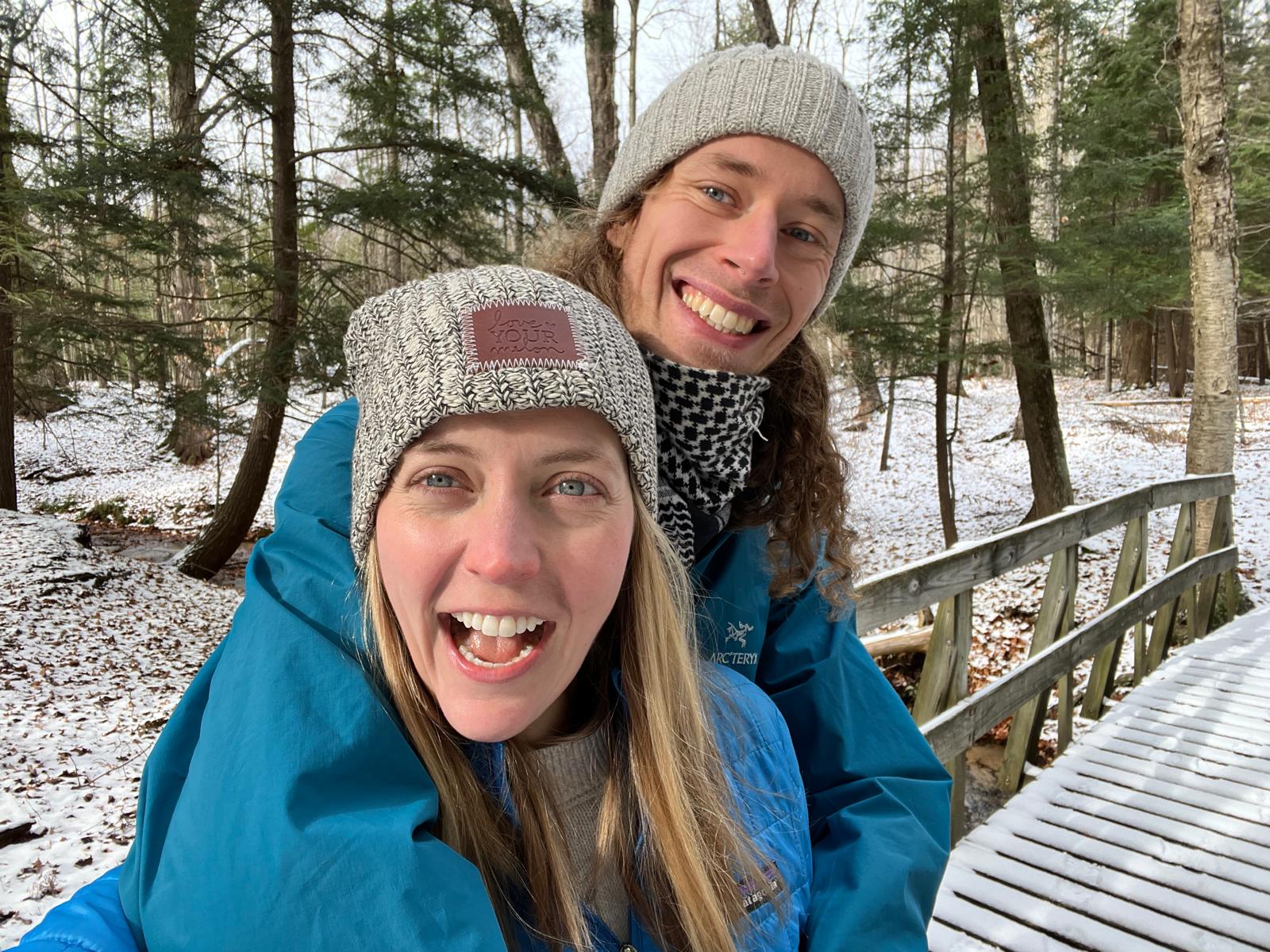 Kirsten and Mike, standing in the snow